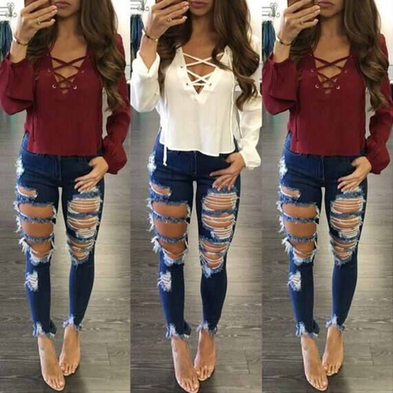 Acquistare Pantaloni Jeans Strappati Bucati Nuovi Jeans Donna 2018 Jeans  Aderenti Stretti Pantaloni Jeans Denim Donna Pantaloni Casual Femminili  Economico | Consegna Veloce E Qualità | DHgate Italy