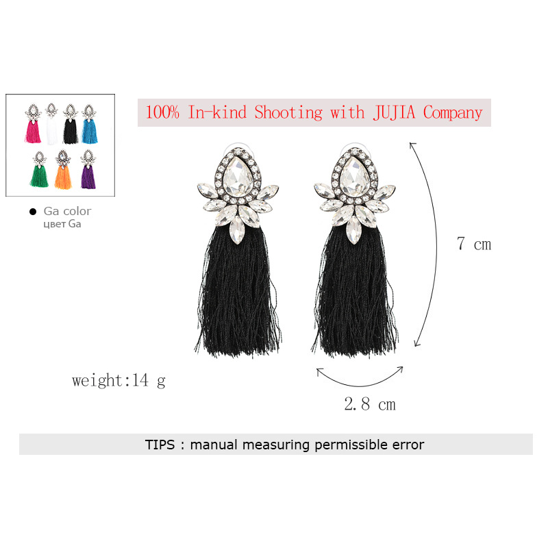 New Style Rhinestone Long Tassel Earrings Fashion Earrings Wholesale display picture 1