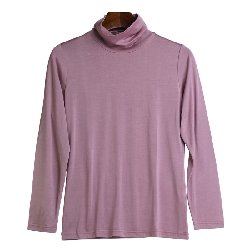 100 Silk Knit Turtleneck Long Sleeve T Shirt Soft Lightweight Solid Color Autumn Winter Womens Essential Top