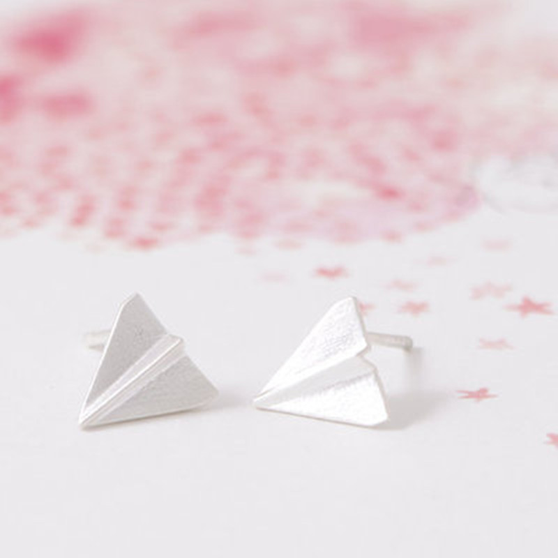 New Cute Mini Airplane Earrings Alloy Plated Gold Silver Paper Airplane Earrings Wholesale display picture 18
