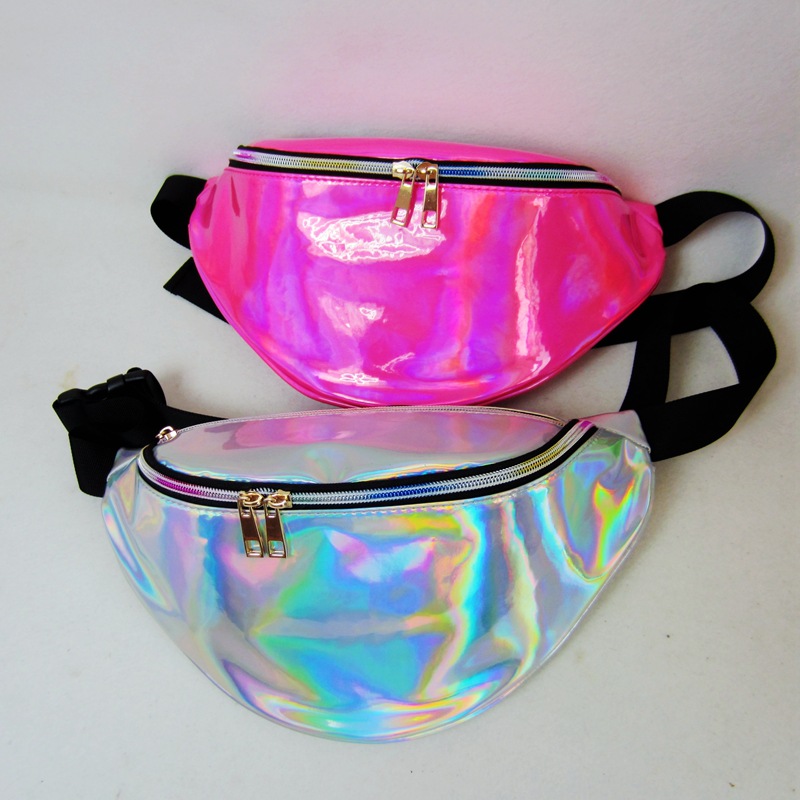 2022 New Laser Illusion Women's Waist Bag Trend Outdoor Sports Casual Reflective Transparent PVC Crossbody Chest Bag