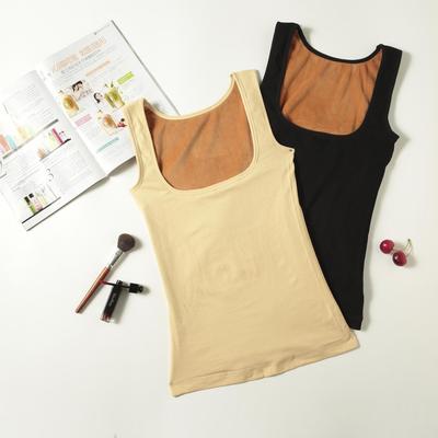 實拍2017冬季百搭大U領托胸加絨黃金絨保暖背心女緊身打底衫