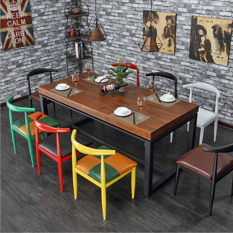 American solid wood dining table dining table and chair combination home minimalist hot pot table hotel dining table table four chairs