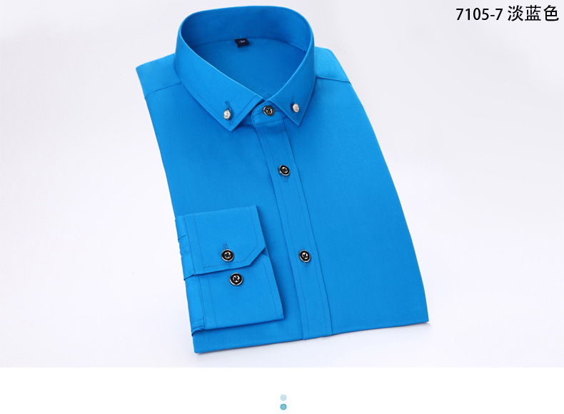 绣标夏季薄款弹力【高棉贡缎】钻扣商务男装时尚休闲男式长袖详情图18