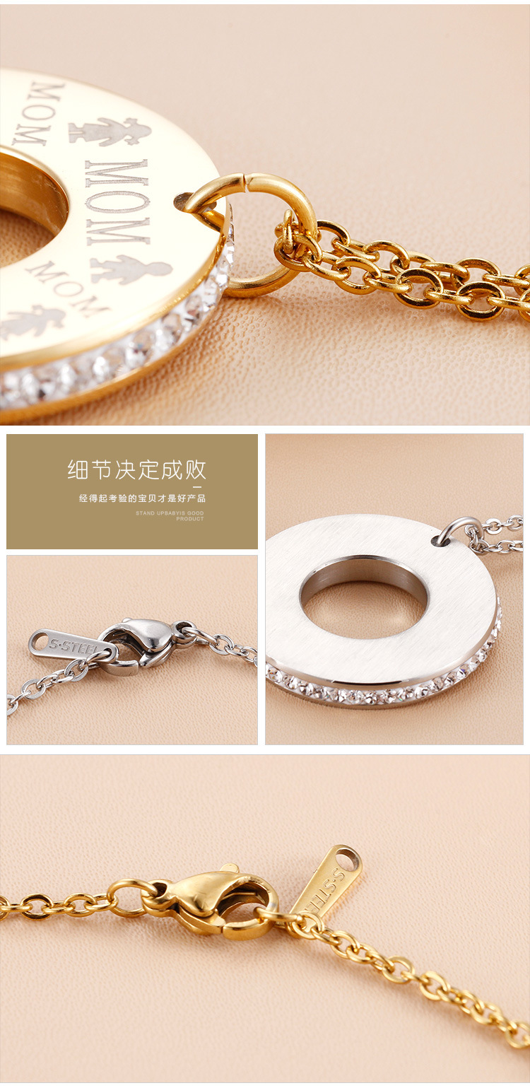 Fashion Letter Heart Shape Titanium Steel Inlay Rhinestones Earrings Necklace 1 Set