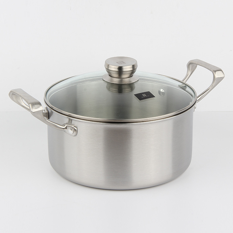 厂家直销代发家用礼品双耳不锈钢汤锅汤桶不沾无涂层炖锅加厚带盖