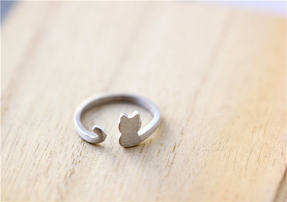 Hot Animal Cat Ring Alloy Electroplated Gold Silver Rose Color Protection Kitten Ring Wholesale display picture 16