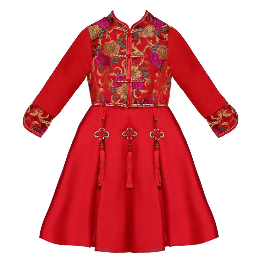Children's dress, retro small princess costume, cheongsam, suit, autumn season, Chinese style 5