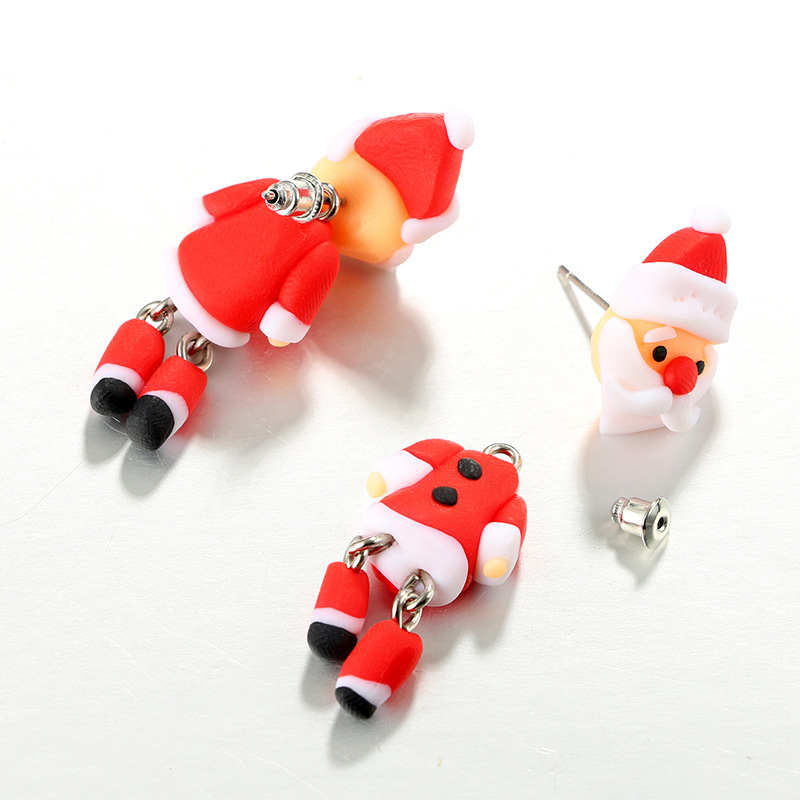 New Cartoon Three-dimensional Santa Claus Soft Clay Earrings display picture 4