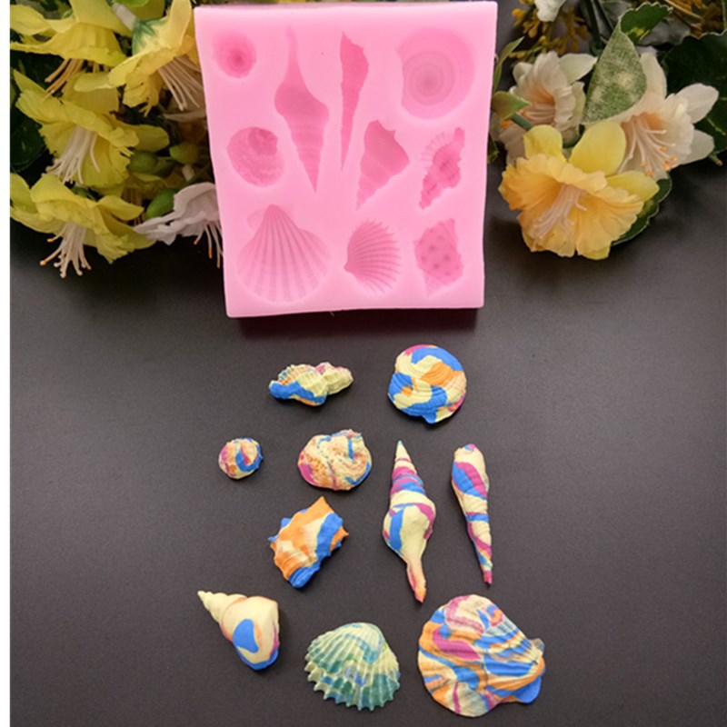 海螺贝壳硅胶模具 海洋风海星蛋糕装饰烘焙模具 翻糖膏巧克力