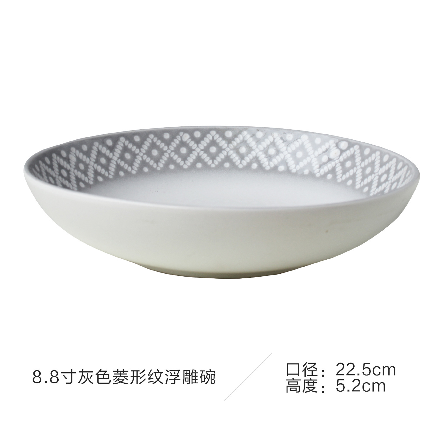 Tazón de fuente de fideos simple blanco de cerámica de estilo japonés negro pintado a mano patrón de línea tazón patrón de diente de león Tazón de fuente de alivio de flores de diamante Tazón