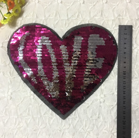 Clothing Accessories Color Changing Beads Embroidery Cloth Stickers Flip Sequins Embroidery Patch Stickers Peach Heart Patch display picture 9