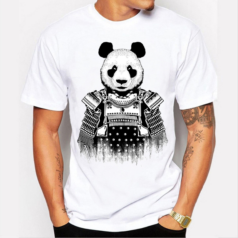 Armor Panda White Cool Men T Shirt Polyester Straight Casual O Neck Tee Man Short Sleeve Simple 