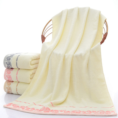 棉質素色無撚紗祥雲浴巾70*140成人加厚創意禮品刺繡logo廠家批發