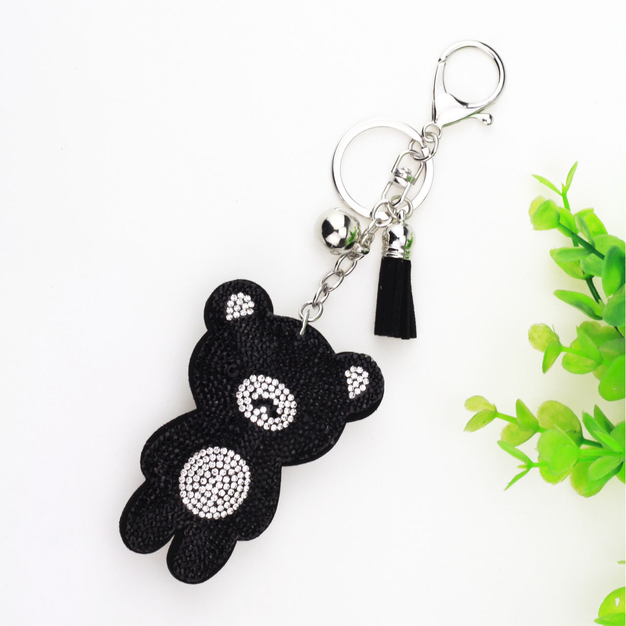 35g Weight Keychain Classification 1 Piece Quantity Daily Occasion Flannel Material Bag, Bear Pattern Women's Gender Diamond Design Cute, Korean Style Style 1 Piece Bag Bear Keychain Flannel Women's Cute Korean Style Keychain 7