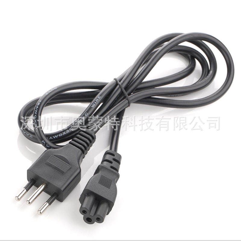 巴西电源线 巴西三插头电源线 3芯0.75平方品字尾 梅花尾插头线
