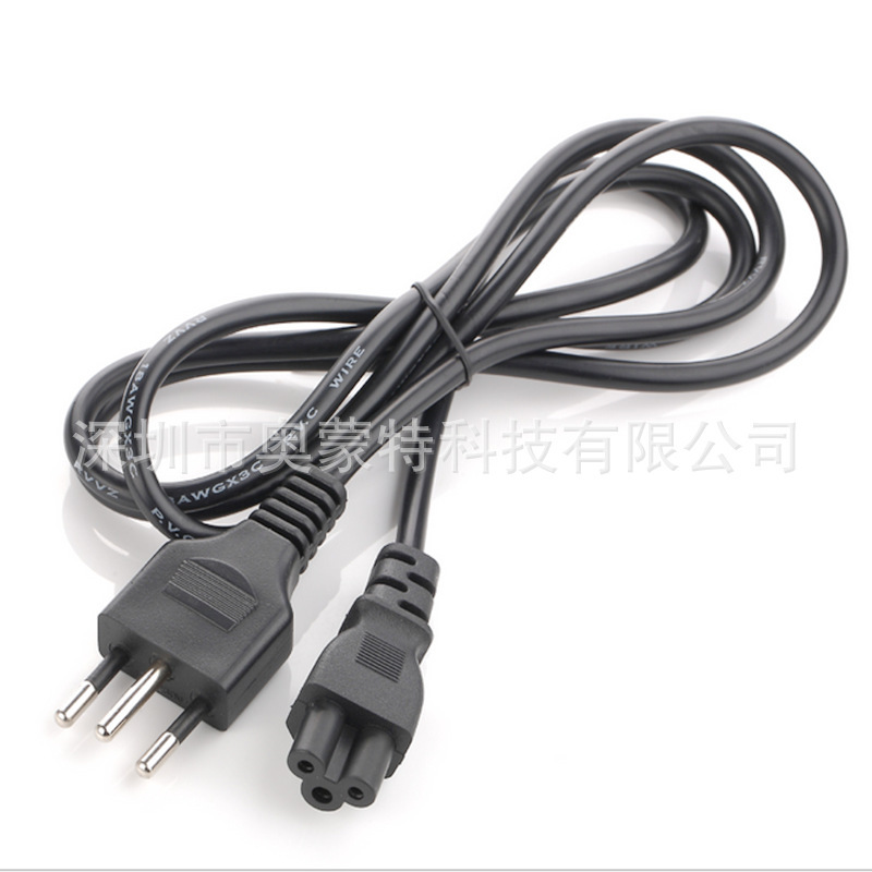 Brazil power cord Brazil three-plug power cord 3-core 0.75 square pin tail plum blossom tail plug cord