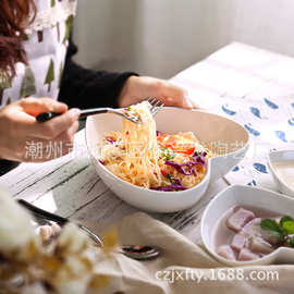 西式创意爱心碗情侣碗陶瓷餐具纯白心形泡面碗饭碗汤碗水果沙拉碗