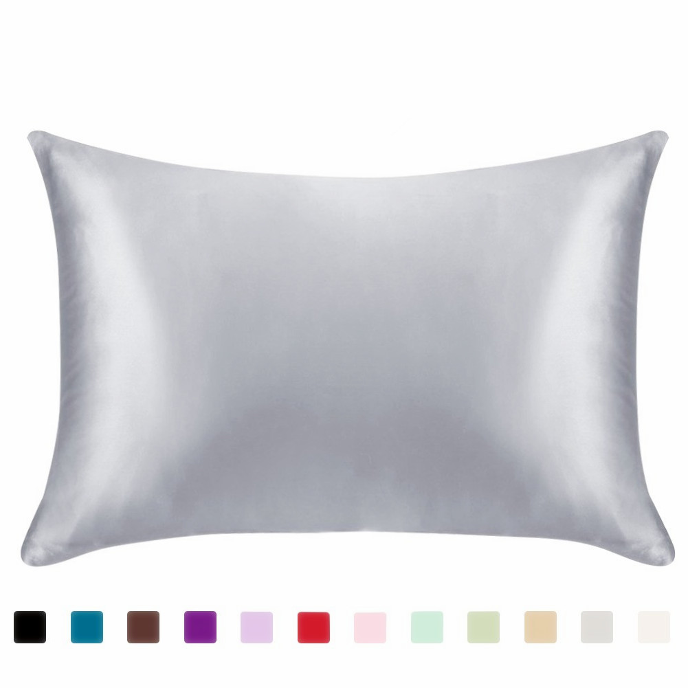 Satin Pure Color Simulation Silk Single Pillowcase Ice Silk Pillowcase Zipper Single Pack