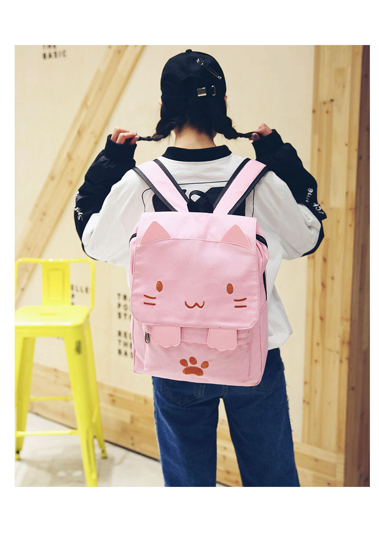 Three-dimensional Cat Large-capacity School Pink Cute Cartoon Backpack display picture 2