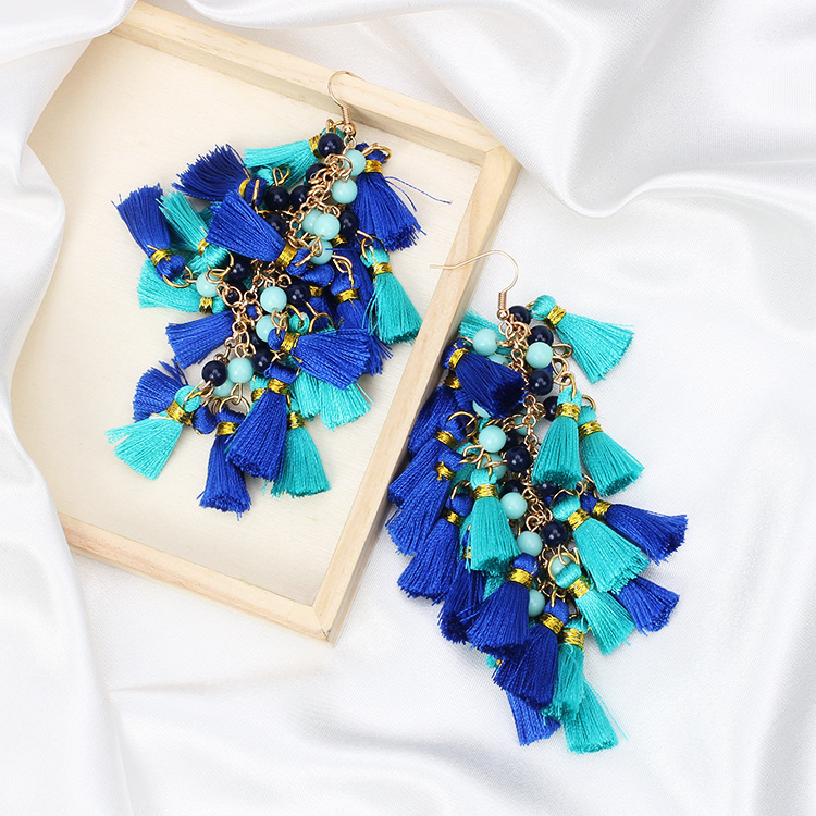 Fashion Exaggerated Multi-layer Tassel Earrings Wholesale display picture 4