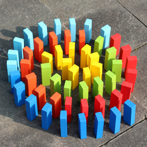 New 54-piece colorful stacking high children's domino building blocks toy tabletop game directly supplied from the manufacturer