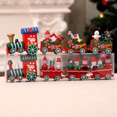 圣诞节装饰品圣诞木质小火车摆件圣诞老人儿童礼物品