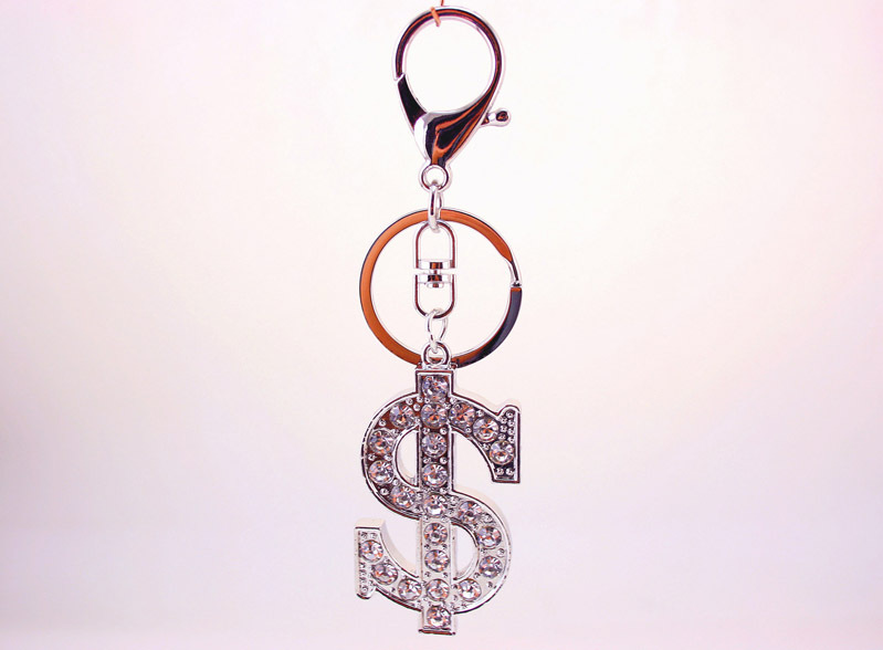 40g Weight Metal Material Unisex Gender Diamond-studded Dollar Sign Car Metal Pendant Men's Key Chain 3