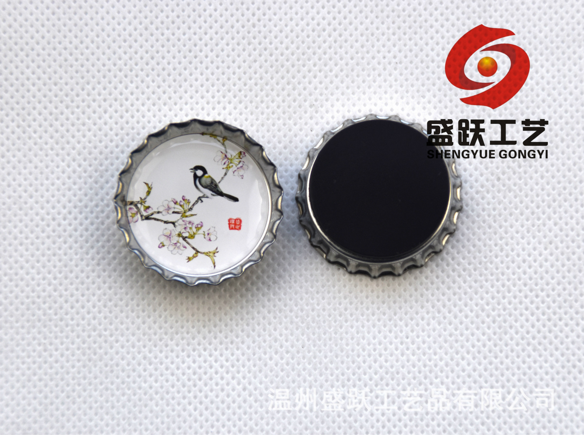 中国风 瓶盖冰箱贴 花鸟鱼虫