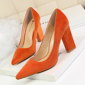 5239-2 han edition fashion simple thick with tall with shallow mouth pointed suede sexy nightclub show thin single shoe 