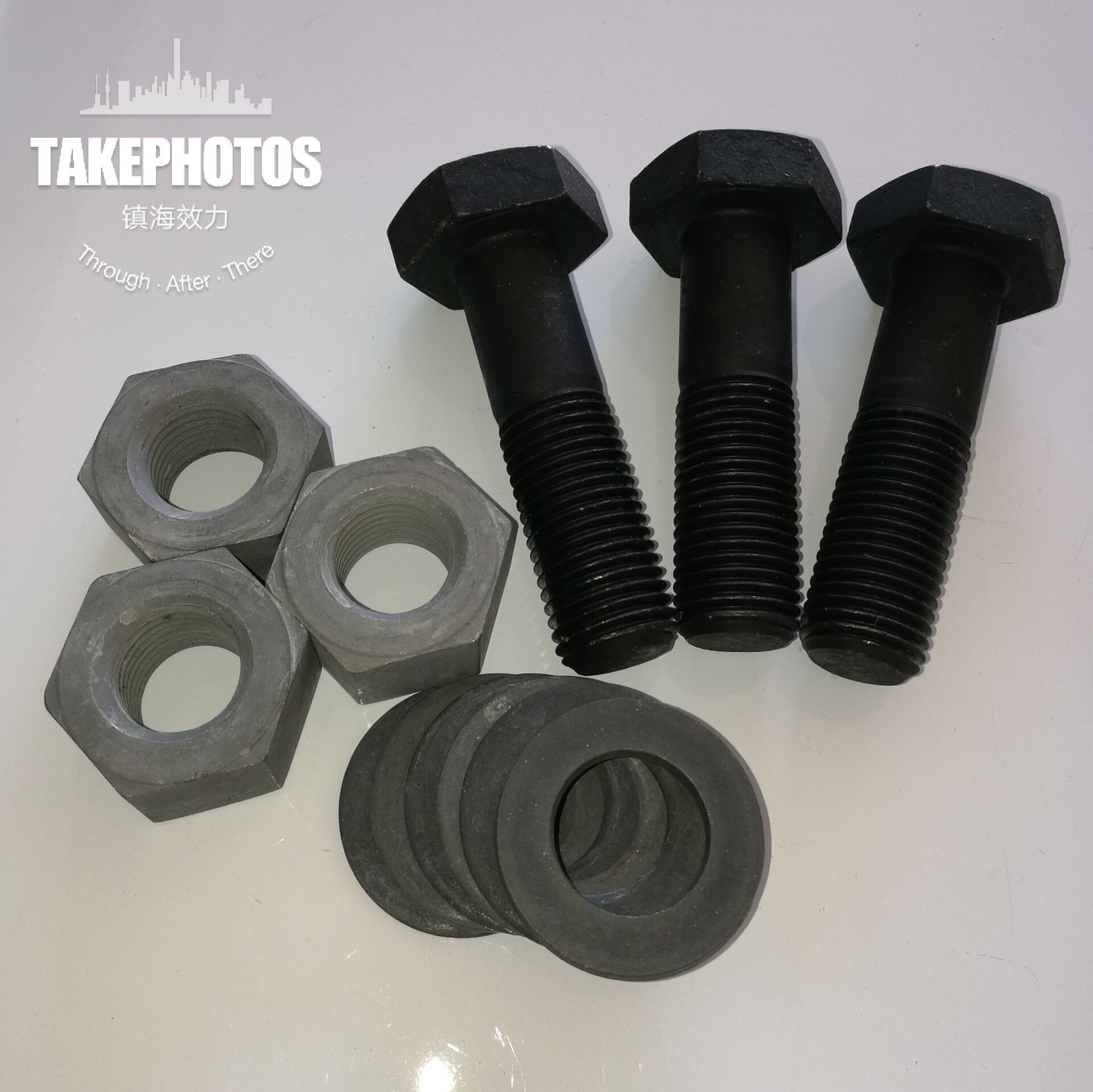 现货供应10.9级钢结构用外六角螺栓GB1228氧化发黑（图）