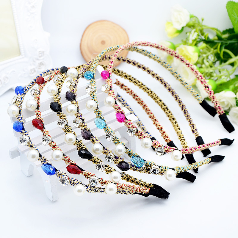 Korean Korean/Korean-style Pearl Winding Hair hoop Head hoop Metal Bride jewelry fashion exquisite Hairdressing