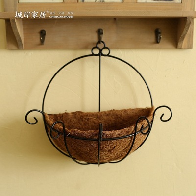 【城岸】海草绳手工编织花篮 精美花器 仿真花插花花篮 家居装饰|ru