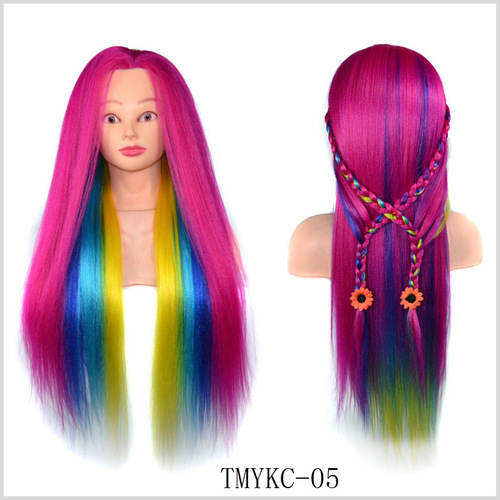 Colored wig head mold Highlight dyeing tutorial head Wig head mold Braided hair model head Rainbow head mold