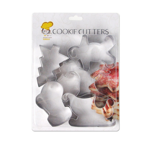 Stainless steel 5-piece set Christmas gingerbread man sleigh cartoon cookie molds fruit cookie baking tools