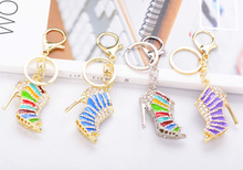 韩版高档水钻高跟鞋钥匙扣现货多 颜色创意韩版百搭时尚钥匙扣