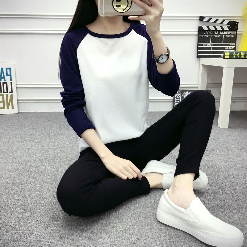 Wholesale autumn and winter long sleeve T-shirt thin sweater pullover women's loose large size slim fit student clothing couple's class clothes Wholesale autumn and winter long sleeve T-shirt thin sweater pullover women's loose large size slim fit student clothing couple's class clothes