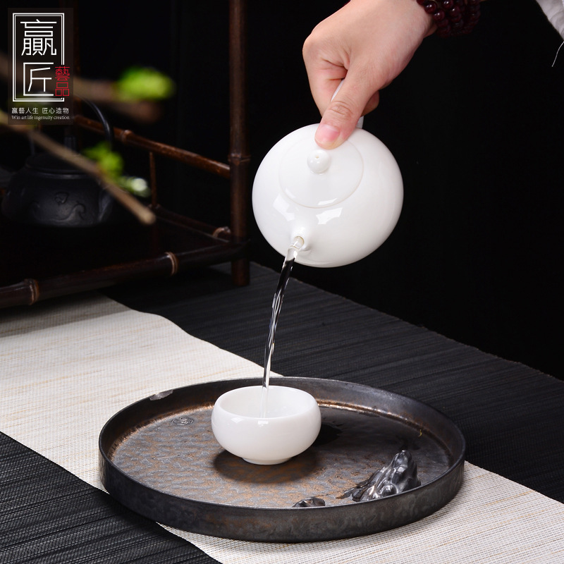 Ganar la artesanía moral porcelana blanca juego de té de Kung Fu tea de cerdo blanco Jade porcelana Xi Shi tetera cerámica fabricante de té sola olla
