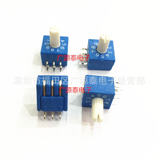 BCD编码开关10位ERD210RR侧调2.54带柄正码3:3脚0-F柄长7MM编码器