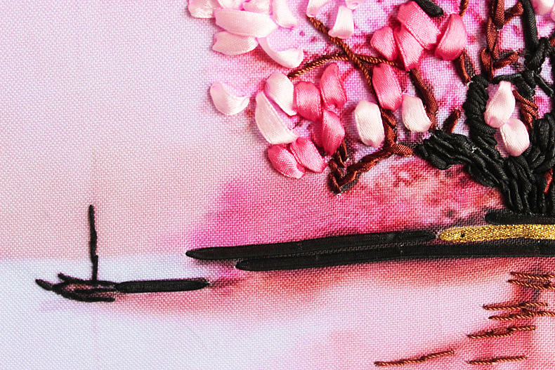 Oujin nianhua cinta bordado fábrica directa color impresión colgante pintura Jiangnan lluvia ahumada sala de estar entrada pintura decorativa