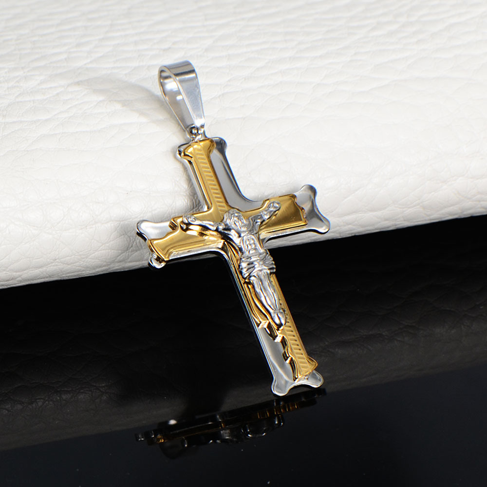 Hip-Hop Cross Titanium Steel Plating None 18K Gold Plated Men'S display picture 3