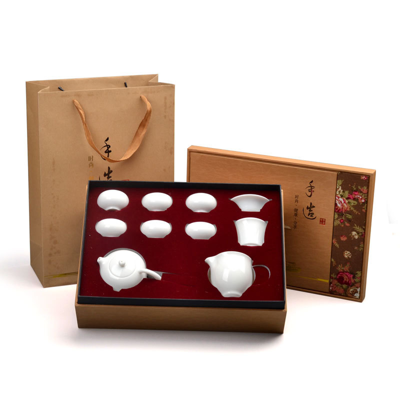 中国白瓷茶具套装 羊脂玉功夫茶 整套礼品定制logo批发德化玉瓷
