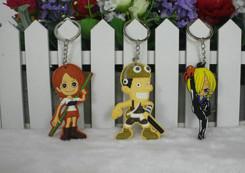 ONE PIECE's New ONE PIECE Cartoon Animation Keychain Key Ring Double-sided Silicone Key Gift Pendant