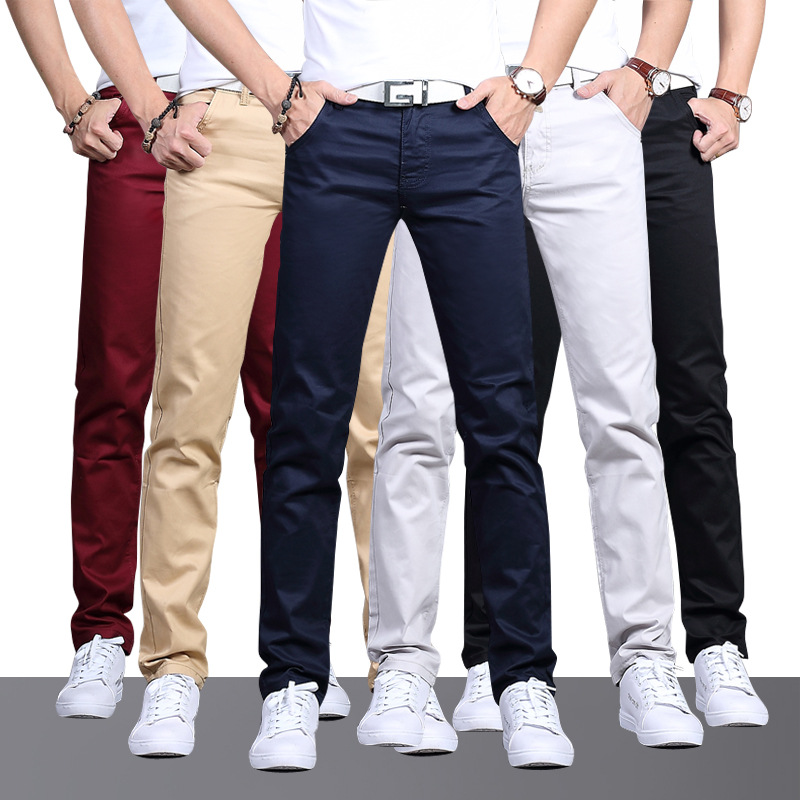 2020 pantalones casuales de otoño e invierno para hombres pantalones casuales de estilo coreano slim fit para hombres pantalones casuales rectos de cintura media para hombres pantalones de hombre al por mayor