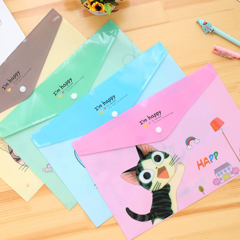 可爱塑料A4试卷文件袋 透明文件夹 卡通动物PVC文件袋批发