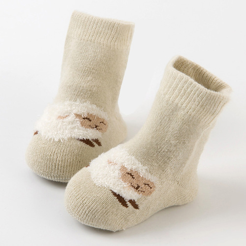 Autumn and winter colorful cotton newborn baby socks infant floor socks thickened mid-calf cotton socks to keep warm and absorb sweat