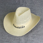Мужской соломенная шляпа лето запад ковбой большая крышка вдоль большая крышка шляпа цилиндр песчаный пляж шляпа специальность Логотип
