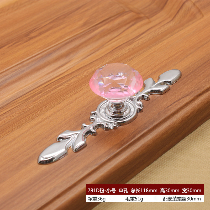 Manija de cristal estilo europeo moderno minimalista armario puerta del gabinete solo agujero plata manija inferior nueva fábrica de Ventas Directas