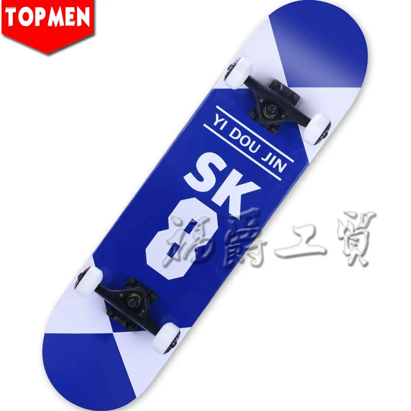 Скейтборд Topmen с двумя закруглёнными концами, кленовая дека 79×20,5 см, 4 колеса
