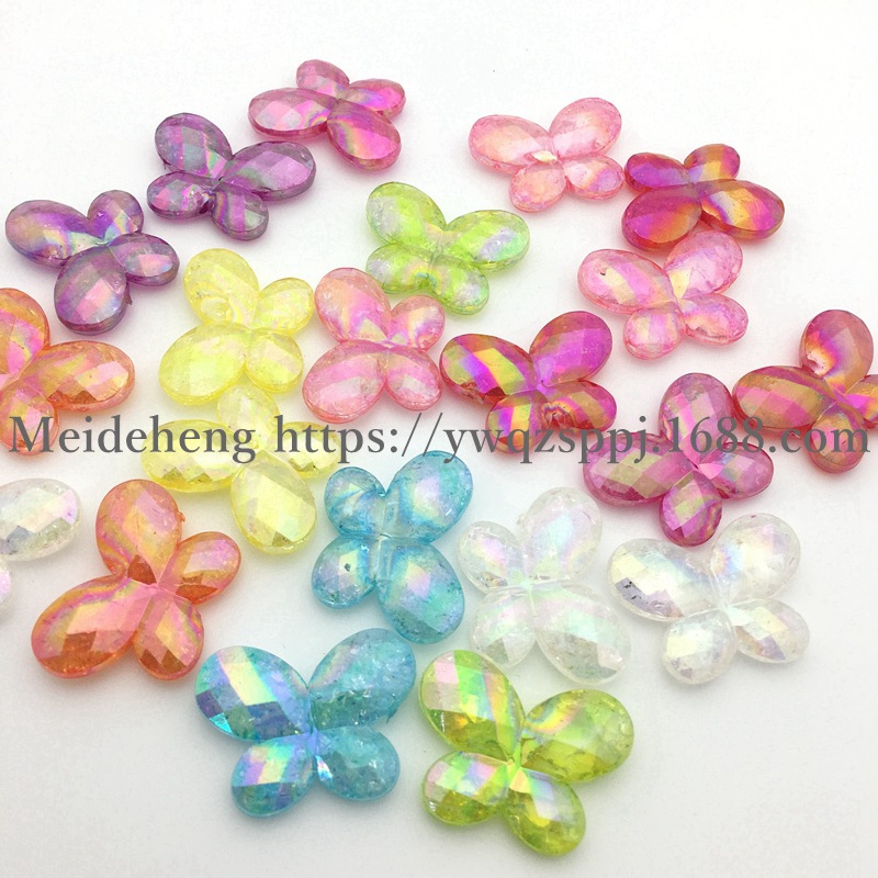 Alibaba hot-selling cracked acrylic straight hole beads diy handcrafted beaded necklace accessories Butterfly style material factory wholesale detail image 4